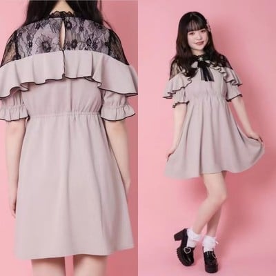 New original lace fungus fringe bow dress