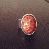"Caroline" Coral Matrix Silver Ring - Thumbnail 1