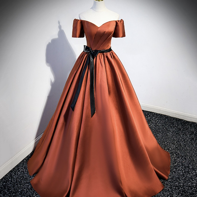 Elegant satin long a-line prom dress evening dress - Thumbnail 2