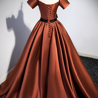 Elegant satin long A-line prom dress evening dress - Thumbnail 2