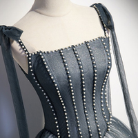 Gray tulle long A-line ball gown formal gown - Thumbnail 1