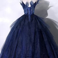 Blue tulle long A-line ball gown formal gown - Thumbnail 3