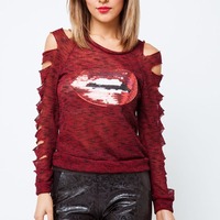 Lips cut sleeve sequence top - Thumbnail 1