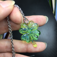 Pretty Crystal Transparent Lucky Fortune 4 Four Leaf Clover Jewelry Power Energy Chains Necklace Pendant - Thumbnail 5