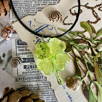 Pretty Crystal Transparent Lucky Fortune 4 Four Leaf Clover Jewelry Power Energy Chains Necklace Pendant - Thumbnail 6