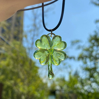 Pretty Crystal Transparent Lucky Fortune 4 Four Leaf Clover Jewelry Power Energy Chains Necklace Pendant - Thumbnail 7