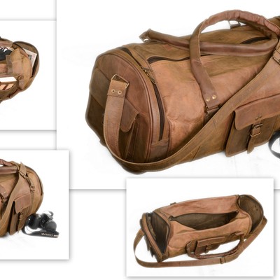 Handmade got leather bag duffer sports gym overnight air cabin travel bag.  