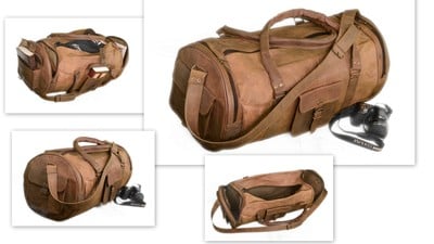 Handmade got leather bag duffer sports gym overnight air cabin travel bag.  