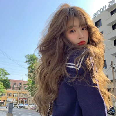 Milk tea gray brown curly long wig - Thumbnail 3