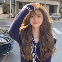 Milk Tea Gray Brown Curly Long Wig - Thumbnail 2