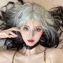 Black and White Gradient Curly Long Y2K Wig-1