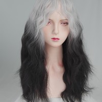 Black and White Gradient Curly Long Y2K Wig - Thumbnail 2