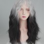 Black and White Gradient Curly Long Y2K Wig-2