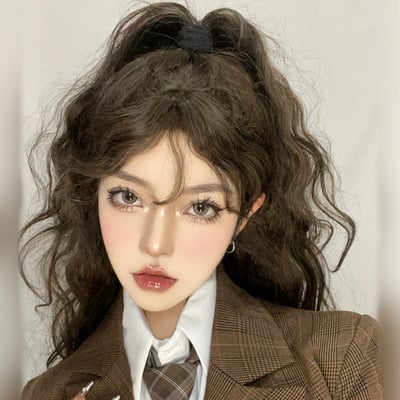 Jk brown curly long wig - Thumbnail 3