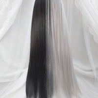 Yinyang Black White Long Straight Wig - Thumbnail 6