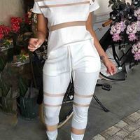 Women'S Print Short Sleeve Splicing Two-Piece Suit - Thumbnail 2