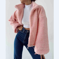 Pink Long Sleeve Zipper Cardigan Coat - Thumbnail 1