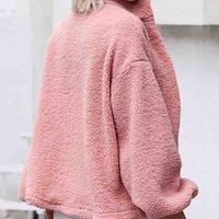Pink Long Sleeve Zipper Cardigan Coat - Thumbnail 2