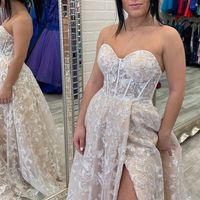 SP1022,Sparkle Princess Lavender Bustier Puffy Sleeves Lace Long Prom Gown - Thumbnail 4