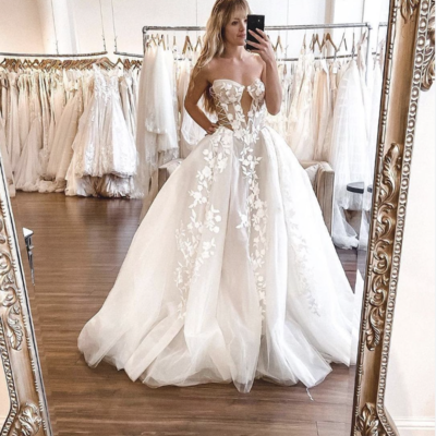 Strapless wedding dresses bridal gown with lace wd59 - Thumbnail 2