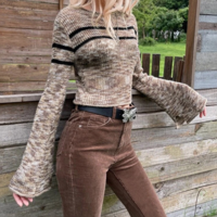 Free Shipping-90s SPACE DYE TRUMPET SLEEVE SWEATER  - Thumbnail 1