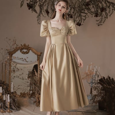 Cute satin short prom dress a-line homecoming dress - Thumbnail 2