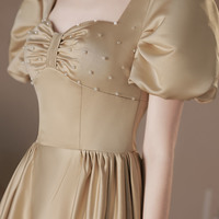 Cute Satin Short Prom Dress A-line Homecoming Dress - Thumbnail 2