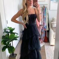 Hot Pink A Line Tulle Tiered Long Prom Dress - Thumbnail 1