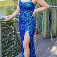 Mermaid Emerald Green Sequins Long Split Formal Dress - Thumbnail 1