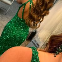 Sexy One Shoulder Green Sequins Long Prom Dress - Thumbnail 1