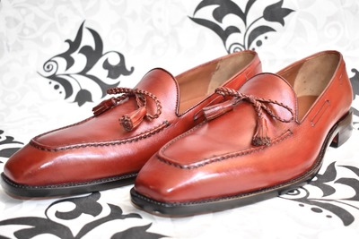 Classic Men's Hand Stitch Brown Tassels Loafer Shoes, Leather Formal Wear Shoes