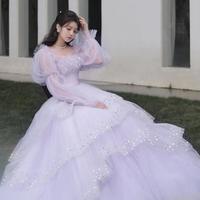 Princess Light Purple Tulle Layers Ball Gown Prom Dress Sweet 16 Dresses - Thumbnail 3