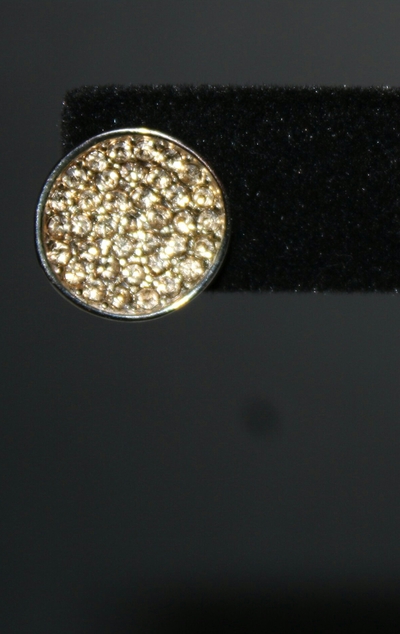 Gold hammered disc bling earrings