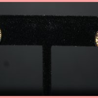 Gold Hammered Disc Bling Earrings - Thumbnail 1