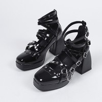 Rivets Chain Mary Jane High Heels - Thumbnail 5