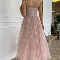 Pink tulle short A-line prom dress pink evening dress - Thumbnail 2