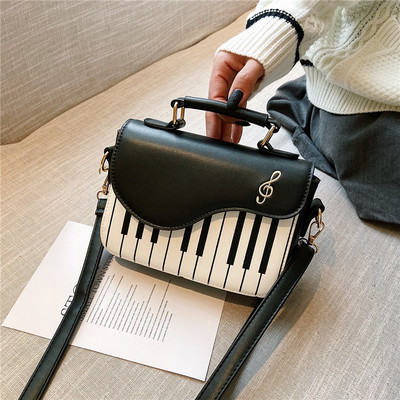 New piano black and white small square bag fashion note one shoulder diagonal bag