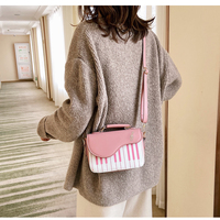 New piano black and white small square bag fashion note one shoulder diagonal bag - Thumbnail 2