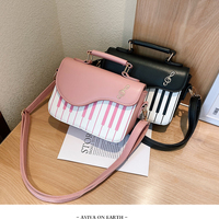 New piano black and white small square bag fashion note one shoulder diagonal bag - Thumbnail 3