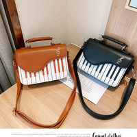 New piano black and white small square bag fashion note one shoulder diagonal bag - Thumbnail 4