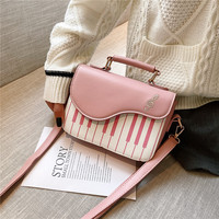 New piano black and white small square bag fashion note one shoulder diagonal bag - Thumbnail 6