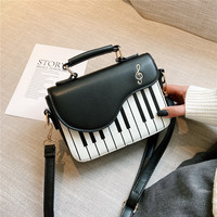 New piano black and white small square bag fashion note one shoulder diagonal bag - Thumbnail 7