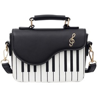 New piano black and white small square bag fashion note one shoulder diagonal bag - Thumbnail 9