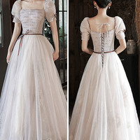 Cute tulle sequins long prom dress A-line evening dress - Thumbnail 5