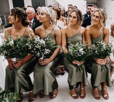 One Shoulder Bridesmaid Dresses Olive Green Under 100