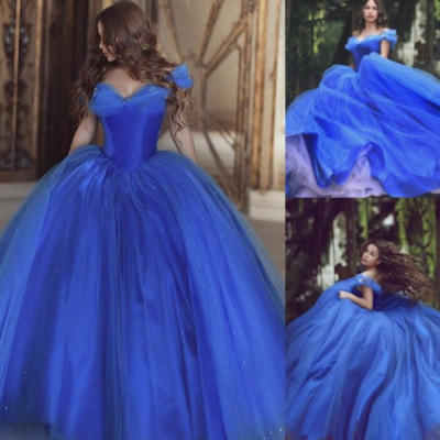 Royal blue prom dresses princess gown floor length - Thumbnail 1