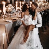 Gorgeous A Line Sweetheart Tulle Wedding Dresses with Appliques - Thumbnail 1