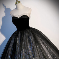 Black tulle long A-line ball gown formal gown - Thumbnail 1