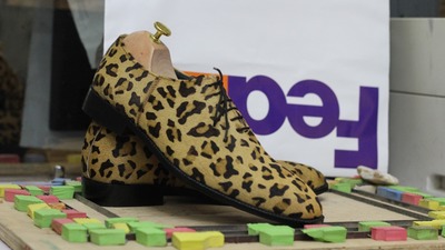 Handmade Leopard Skin Print Whole cut Lace Up Leather Shoes, Men's Leather Dress Shoes 