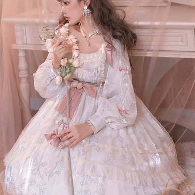 Elegent gorgeous french europe style classic light pure white lily flower lace dress - Thumbnail 4